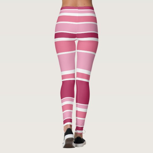ピンク色の色ストライプ色 レギンス (裏面)
