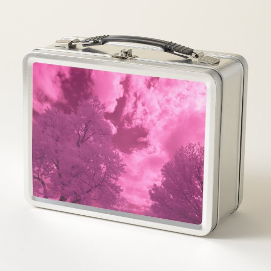 ピンク色の色相の赤外線雲 メタルランチボックス (正面)