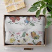 ピンク色の花々の中の蝶の氾濫 薄葉紙 (ギフト)