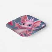 ピンク色の花が咲くかわいいピンクの竜 ペーパープレート (傾斜あり)