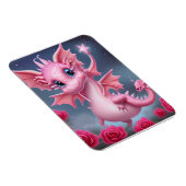 ピンク色の花が咲くかわいいピンクの竜 マグネット (右側)