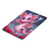 ピンク色の花が咲くかわいいピンクの竜 マグネット (左側)