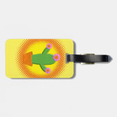 ピンク色の花が咲くかわいいマンガのサボテン ラゲッジタグ (裏面横)