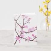 ピンク色の花が咲く春 カード (黄色い花)