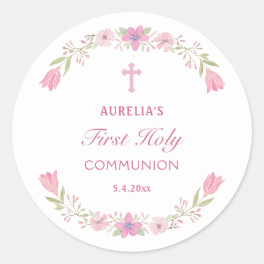 ピンク色の花が最初に咲き乱 ラウンドシール (正面)