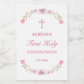 ピンク色の花が最初に咲き乱 ワインラベル (シングルラベル)