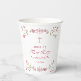 ピンク色の花が最初に咲き乱 紙コップ