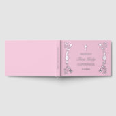 ピンク色の花が最初の聖餐式にシルバーフラワーズ ゲストブック (全面)