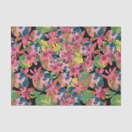 ピンク色の花が黒い背景にコラージュ 薄葉紙