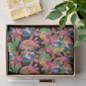 ピンク色の花が黒い背景にコラージュ 薄葉紙 (ギフト)