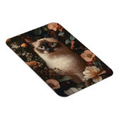 ピンク色の花で囲まれたシャム猫(フレキシブル) マグネット (右側)