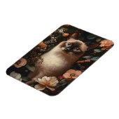 ピンク色の花で囲まれたシャム猫(フレキシブル) マグネット (左側)
