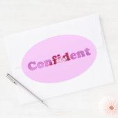 ピンク色の花で自信を持ってスペル楕円シール 楕円形シール (封筒)