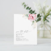 ピンク色の花とエレガント多肉が日付を保存 案内ポストカード (スタンド正面)