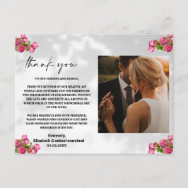 ピンク色の花と写真サンキューカード ポストカード