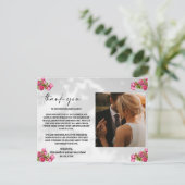 ピンク色の花と写真サンキューカード ポストカード (スタンド正面)