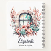 ピンク色の花と多肉質の水彩窓 ノートブック (裏面)