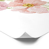 ピンク色の花と弓ベビースシャワー歓迎サイン ポスター (角)