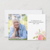 ピンク色の花と金ゴールド台詞葬儀で撮影 サンキューカード (裏面)