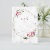 ピンク色の花と金ゴールド 出欠カード (スタンド正面)