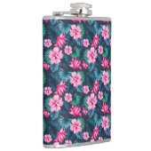 ピンク色の花と離れ緑のパターPartern-79066 フラスク (右)