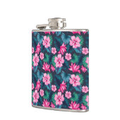 ピンク色の花と離れ緑のパターPartern-79066 フラスク (左)
