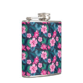 ピンク色の花と離れ緑のパターPartern-79066 フラスク (右)