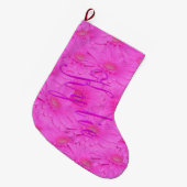 ピンク色の花にキリーの名前のロゴガーベラ、 ラージクリスマスストッキング (正面 (吊り時))