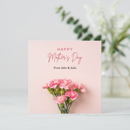 ピンク色の花のグリーティングカードと母の日 シーズンカード (スタンド正面)