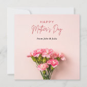 ピンク色の花のグリーティングカードと母の日 シーズンカード (正面)