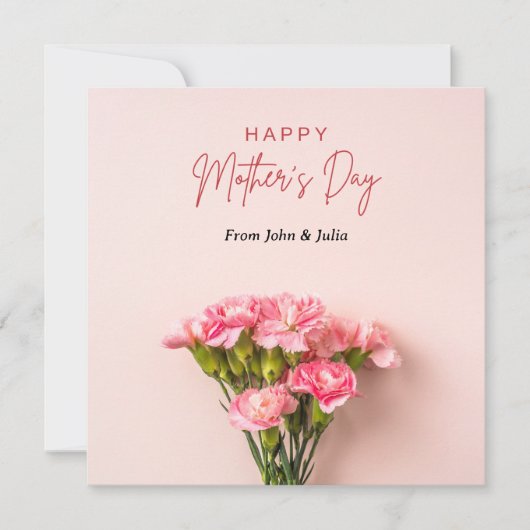 ピンク色の花のグリーティングカードと母の日 シーズンカード (正面)