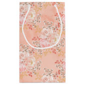 ピンク色の花のパステルシェード スモールペーパーバッグ (裏面)