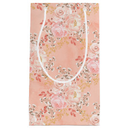 ピンク色の花のパステルシェード スモールペーパーバッグ