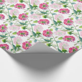 ピンク色の花のパターン ラッピングペーパー (角)