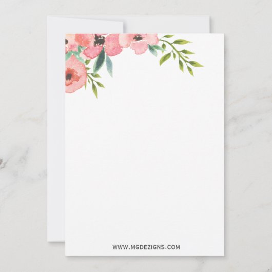 ピンク色の花のブライダルシャワー招待状 招待状 (裏面)