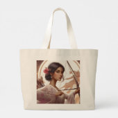 ピンク色の花の原型 ラージトートバッグ (裏面)