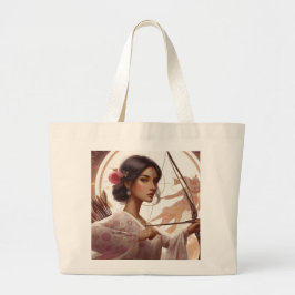 ピンク色の花の原型 ラージトートバッグ