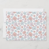 ピンク色の花の女の子の写真の誕生のお知らせ 案内状 (裏面)