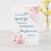 ピンク色の花の娘in法律幸せな母の日 カード (黄色い花)