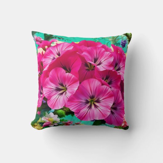 ピンク色の花の房 クッション (正面)