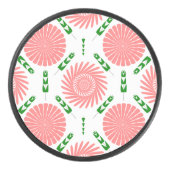 ピンク色の花の模様 アイスホッケーパック (正面)
