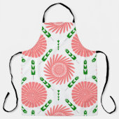 ピンク色の花の模様 エプロン (正面)