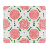 ピンク色の花の模様 カッティングボード (正面)