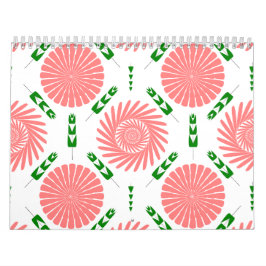 ピンク色の花の模様 カレンダー