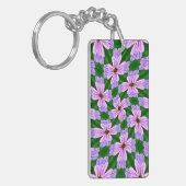 ピンク色の花の模様 キーホルダー (正面左)