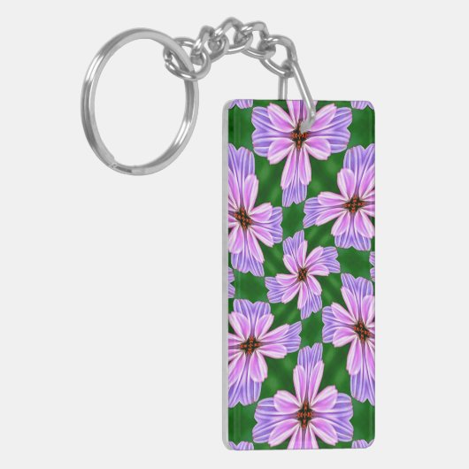 ピンク色の花の模様 キーホルダー (正面左)