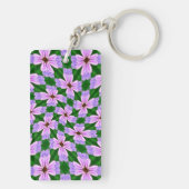 ピンク色の花の模様 キーホルダー (裏面)