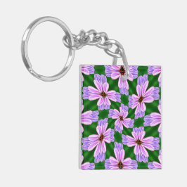 ピンク色の花の模様 キーホルダー