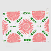 ピンク色の花の模様 ゴルフタオル (横)