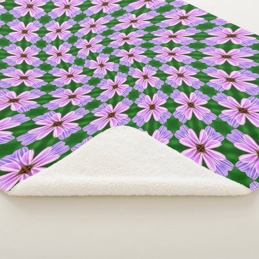 ピンク色の花の模様 シェルパブランケット (3/4)